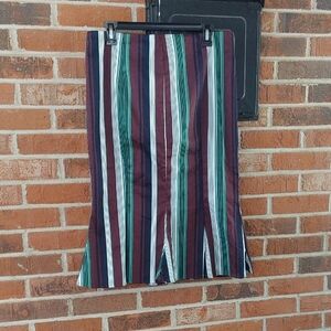 New York & Company 7th Ave Striped Multicolor Straight Peplum Hem Skirt Size 10